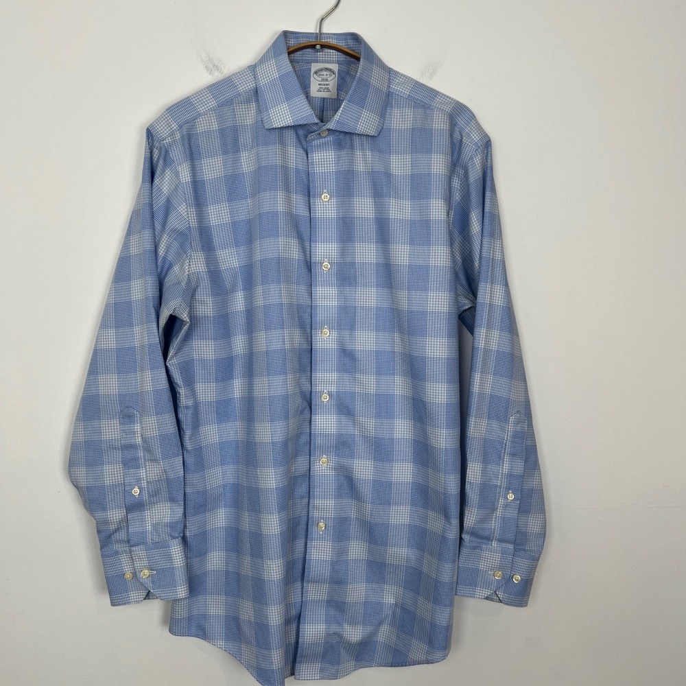 Brooks Brothers Light Blue & White Plaid Dress Shirt